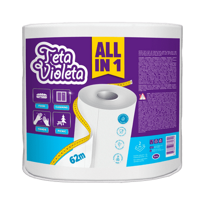 Violeta Küchenpapier Jumbo 62m 2-Lagig 1/1 Rolle (6x 1 Stück)